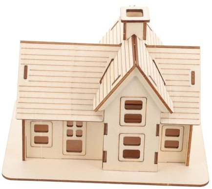 Puzzle 3D en Bois Maison à Assembler Soi-même, 1 Set Beige | Surface Lisse sans Bavures, Montage Simple, pour Maison et Anniversaires, Format Léger