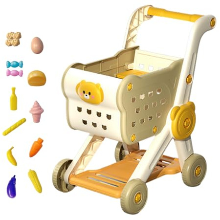 Toy Corcery Cart – Jeu de chariot de courses, accessoires alimentaires pour enfants, faites le jeu de rôle de cuisine | Jouet éducatif préscolaire pour filles Jeux familiaux Intérieur en plein air