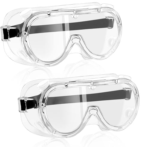 Simsky 2 Stück Schutzbrille Arbeitsschutzbrille, Schutzbrille für Brillenträger, Durchsichtige Brille, Staubschutzbrille Arbeitsschutzbrille Antibeschlag Antispeichel, Leicht, Kratzfest