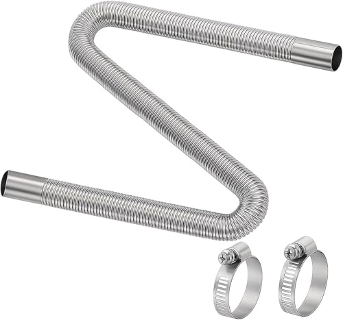Abgasschlauch für Stromerzeuger, 100 CM Standheizung Auspuff Schalldämpfer, 25mm Edelstahl Abgasrohr Standheizung, Dieselheizung Zubehör mit 2 Schlauchschellen