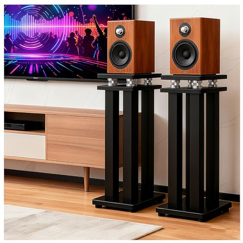 Supporto universale per altoparlanti resistente, supporto da pavimento per audio surround, supporto audio con design in MDF che assorbe le vibrazioni, supporta fino a 50 kg, supporto audio per home