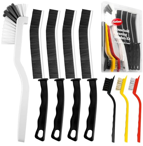 8 Pcs Crevice Cleaning Brush Set, Multi-Purpose Hard Bristle Brushes for Deep Cleaning Kitchen, Bathroom, Grout, Sink, Cup, Teapot, Bottle, Blender, Corners, Tight Spaces (Multicolor)
