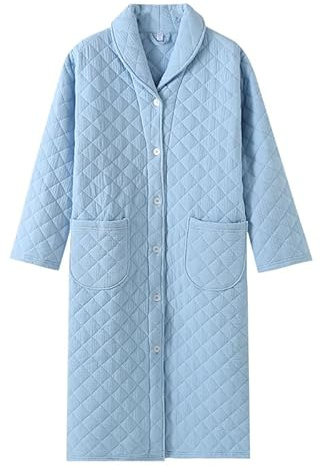 CRETUAO Bata invierno gasa algodón para mujer, bata cálida gruesa y acolchada con botones bata de baño tipo yukata para sauna holgada y transpirable