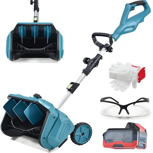 Spazzaneve elettrico senza fili, spazzaneve elettrico portatile da 1000 W con motore brushless, lunghezza retrattile regolabile 110-130 cm, spazzaneve da esterno con batteria rimovibile 1electric