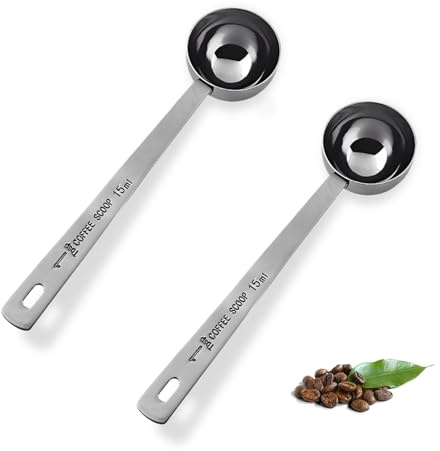 HMCEY 2 Piezas Cuchara Dosificadora Cafe 15 ML,Cuchara Medidora,Cucharas Cafe Mango Largo Acero Inoxidable,Racionador Cucharas Helado Bola,Stainless Steel Measuring Spoons para Bar Hogar Fiestas
