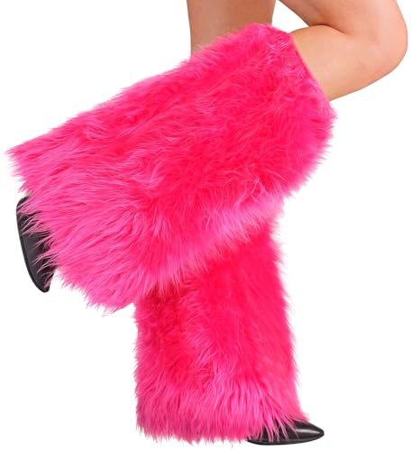 TrendandStylez Plüsch Beinstulpen in 9 Farben – Flauschige Beinwärmer Stulpen für Damen, Kostüm Zubehör für Karneval, Fasching, 80er 90er Jahre Party, Rave & Festival Outfits