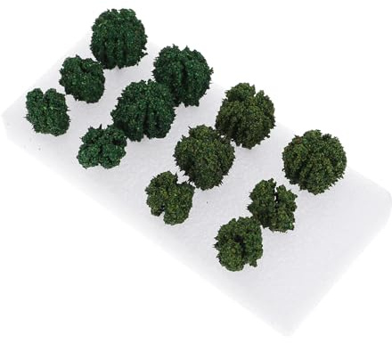 AKOOSY Modelo de Microárbol y Arbusto Miniatura Verde Verano, 12 Piezas, Microvegetación Artificial para Decoración de Paisajes en Maquetas y Jardines en Miniatura, Adecuado