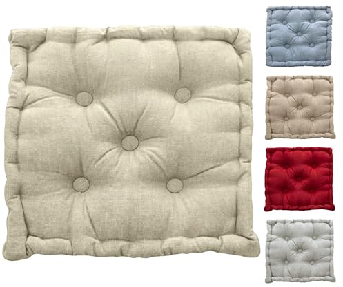 Cuscino per Sedia 60x60 cm Cuscino Mattonella Sedia da Interno ed Esterno Cuscino Pavimento Materasso Trapuntato Imbottito Altezza 10 cm Mod. Big Colore Beige