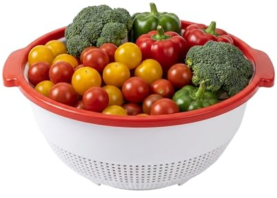 STL Plastic Colander Strainer Bowl, Food Washing Drain Basket for Pasta Rice Vegetables Salad, Large Kitchen Colander Sieve Drainer, Lightweight Food Strainer Kitchen Accessories (25)