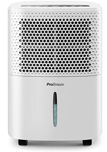 Pro Breeze® 12L/Day Dehumidifier with Automatic Humidity Sensor & Display, 24-hour Timer, Laundry Drying, Continuous Drainage (White, 12 Litre)