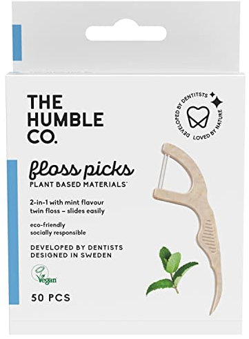 Humble Natural Dental Floss Picks - Flossers - Dental Floss Sticks - 2 x 50 pcs
