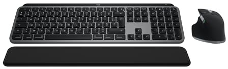 Logitech MX Keys S Combo for Mac, Clavier et Souris sans Fil, Repose-Poignets, Clavier rétroéclairé, défilement Rapide, Bluetooth USB-C pour MacBook Pro, Macbook Air, iMac, iPad, AZERTY FR - Gris