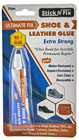 STICK N FIX Schuh- und Lederkleber, unsichtbar, klar, selbstklebend, extra stark, wasserfest, für Leder/Gummi/Vinyl, Handtaschenbefestigung