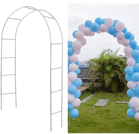 Mr. Ton Gartenbogen, Hochzeitsbogen, Garten-Pergola für Innen- und Außenbereich, Rasen, Garten, Verschiedene Kletterpflanzen, weiß, 2,1 m hoch x 1,2 m breit