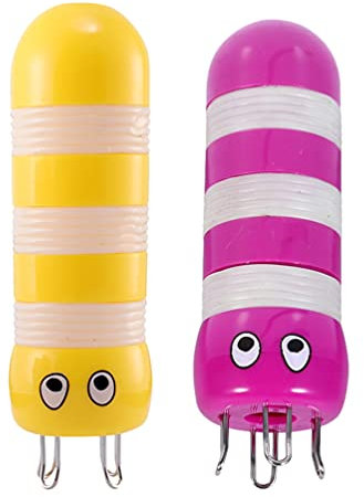 EXCEART Strickliesel Kunststoff Strickpüpchen Stricknadeln Bastelset DIY Strickwerkzeug Set für Kinder Erwachsene Anfänger Stricken Basteln Handwerk 2 Stück Lila Gelb