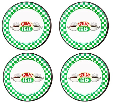 Silver Buffalo Friends Central Perk Checkerboard Logo 10-inch Melamine Dinner Plates | Set of 4