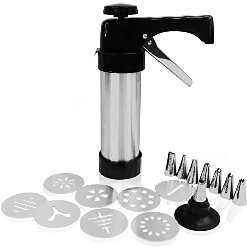 LTLWSH Pressa per Biscotti in Acciaio Inossidabile Pistola Sparabiscotti Professionale Macchina per Biscotti Manuale Sparabiscotti Professionale con 8 Pezzi Dischi Decorativi 8 Pezzi Ugelli