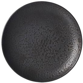 Ritzenhoff & Breker Kitwe Dessertteller, 20 cm, Frühstücksteller mit matter Maserung, Unikate durch Reaktivglasur, Steingut, Schwarz