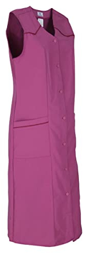 Blouse pour femme sans manches Tablier de cuisine Bouton Blouse uni Robe de maison, fuchsia, 40