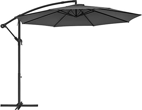 SONGMICS Sonnenschirm, Ampelschirm 300 cm d, mit Ständer, Sonnenschutz Balkon, Balkonschirm, UV-Schutz UPF 50+, mit Kurbel zum Öffnen und Schließen, für Terrasse, Garten, grau GPU116G01