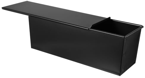 DOITOOL Moule à Pain Français Rectangulaire 750g en Acier Inoxydable Noir | Couvercle Coulissant, 5 Compartiments, Surface Antiadhésive, Cuisson au Four, Nettoyage Facile, Ventilation