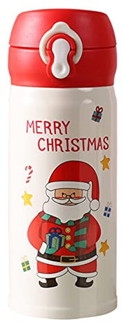 Thermobecher Kaffee 300ml, Geschenke für Kinder, Tasse Weihnachten Klein, Kaffeebecher Thermo Auslaufsicher, Weihnachtstasse/Thermosflasche/Wasserflasche/Becher Vakuum Personalisiert (Rot Nikolaus)