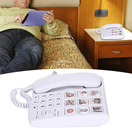 BigKing Téléphone Fixe avec Bouton Big Picture pour Personnes âgées atteintes de démence, LD‑858HF Téléphone Fixe avec mémoire Photo amplifiée pour Personnes âgées