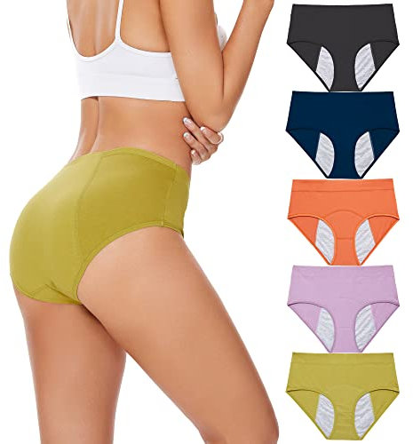 HATSURE Period Underwear for Women Leak Proof Cotton Overnight Menstrual Panties Briefs Multipack (Medium)