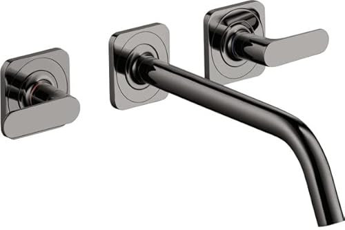 hansgrohe AXOR Citterio M 3-Loch Waschtischarmatur Unterputz für Wandmontage mit Auslauf 226 mm, Hebelgriffen und Rosetten, Farbe: Polished Black Chrome