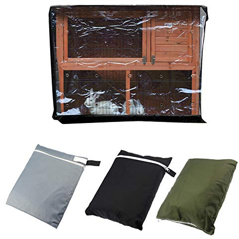 Universelle Doppelstallabdeckung, robuste 210D-Oxford-Stoff-Kaninchenkäfigabdeckung für Rubbits, Katzen, Hamster, Kätzchen, Haustierhauszubehör, schwarz/grau/grün, 122 x 50 x 105 cm (grau)