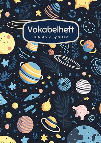 Vokabelheft DIN A5 2 Spalten: 78 linierte Seiten mit 2 Spalten - Register A-Z für über 1400 Vokabeln - Raum Muster - für verschiedene Sprachen ... Perfekt für alle, die Vokabeln lernen möchten