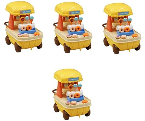 Ciieeo 4juegos Carrito De Helados Miniatura Adorable Para Decoración De Casa De Juguete Modelo De Vendedor De Postres Estable Para Escenas De Paisaje