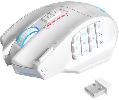 Gamspeed V8 Pro Souris Gamer Sans fil 2,4G, 16000DPI RGB Souris Gamer MMO filaire/sans fil, Souris Multi Bouton avec éclairage Chroma RVB, MMO mouse avec 16 boutons programmables et capteur optique