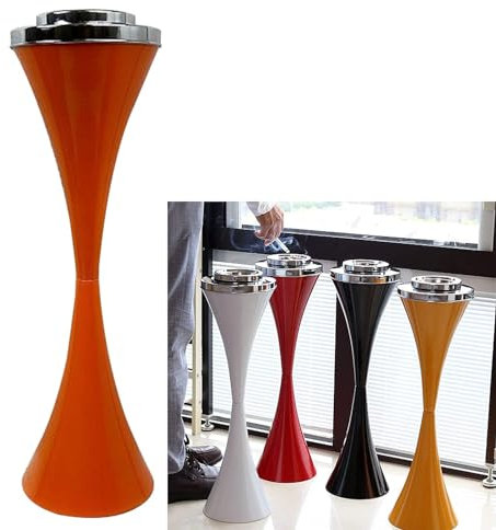 MOERGO Standaschenbecher Teleskoprohr Mit Deckel, Stilvoll Für Den Außen- Und Innenbereich. Standaschenbecher Aus Edelstahl, Höhenverstellbarer Aschenbecher Großes Fassungsvermögen (Color : Orange)