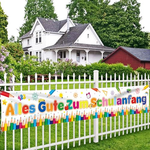 Alles Gute Zum Schulanfang Banner 300x50cm für den ersten Schultag, Willkommen zurück in der Schule, Party-Dekorationszubehör für Klassenzimmer, Büro, Schule, Lehrer (Weiß)