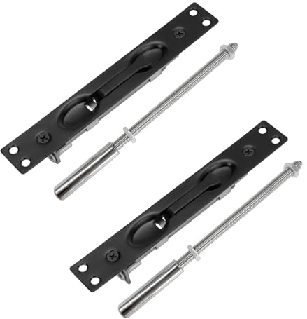 LC LICTOP Extension Flush Bolt for Double Doors, 6.7 Inch Matte Black French Door Lock Alternative with 7 Inch Rod, Stainless Steel Flip-Lever Security Bolt with Rod for Home & Commercial Use, 2Sets