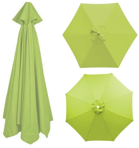 Sonnenschirm Ersatzbezug Bespannung Mit Schirmbelüftung 200cm 270cm 300cm 6 Streben/8 Streben, Anti-Ultraviolett Gartenschirm Ersatzabdeckung, Für Hof, Garten, Strand, Pool(Grass green,6 ribs-3m(9.8ft