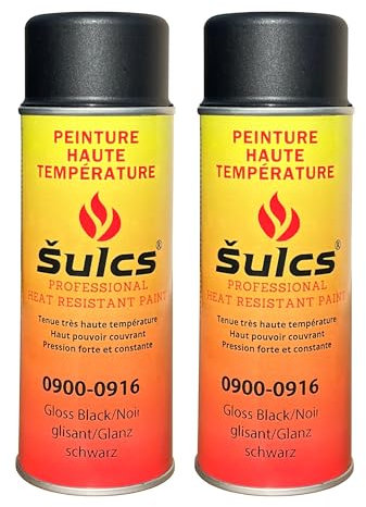 Peinture Haute Température 1200°c Professionnelle - Aérosol 400ml - Noir Ref. 0916 - Haut Pouvoir Couvrant - Barbecue Braséro Four Poêle à bois Insert Cheminée Mécanique Auto Moto ŠULCS BBQ® (2)