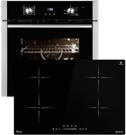 Cuisinière: 60cm Four encastrable EB8005ED + 77cm Plaque Induction IH87704RL | Fonction pizza | Gril | Circulation de l'air | Air chaud | Timer automatique | SET8005IH877RL