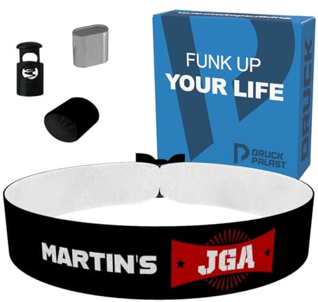 JGA mit Name Junggesellenabschied Stoffarmband - Personalisiertes Satinarmband - Wasserfestes Freundschaftsarmband - Junggesellenabschied Geschenke & Accessoires - Eventarmband für Frauen & Männer
