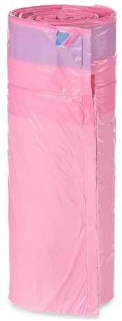 Müllsäcke 30l mit Zugband reißfest extra stark | Müllbeutel mit Duft & Anti-Tropf-System 300 Stück | 30 Rollen mit je 15 Säcken Angebot (Pink)