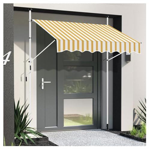 Garten -Markisen mit manueller Kurbel, No-Trenn-Balkon-Markise, Höhenverstellbar, wasserdichte Markisen, 2/2,5/3/3,5/4m breit, Sonnenschutz und wasserdichte Markise für Balkonterrasse(White Stand A11,