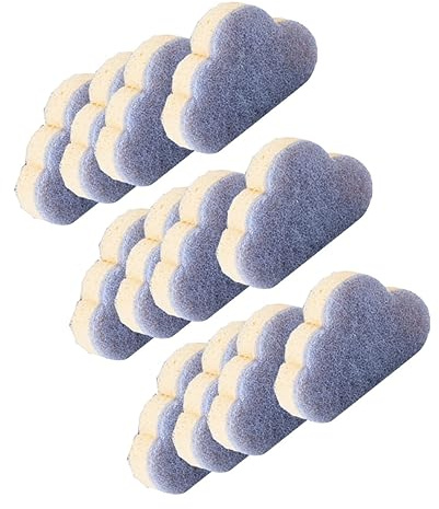 minkissy 12pcs Cloud Shaped Dish Cleaning Sponges for Kitchen and Home Use, Blue Practical Sponge with Strong Decontamination Ability, Non-damaging Surface Material for Cups, Bowls