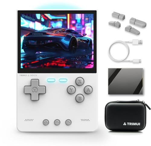 Trimui Brick 3.2 Portable Game Console, 1024x768 IPS Display, 3000mAh, Trimui-Brick Open Source System with Portable Case and Screen Protector, White