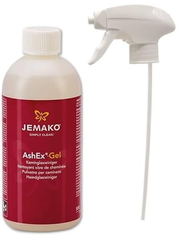 Jemako AshEx Kaminglasreiniger 500 ml – entfernt Ruß, Glanzruß & Fett von Kaminscheiben, Ofenglas & Glastüren – kraftvoll, kratzfrei & streifenfrei – Kaminreiniger Made in Germany