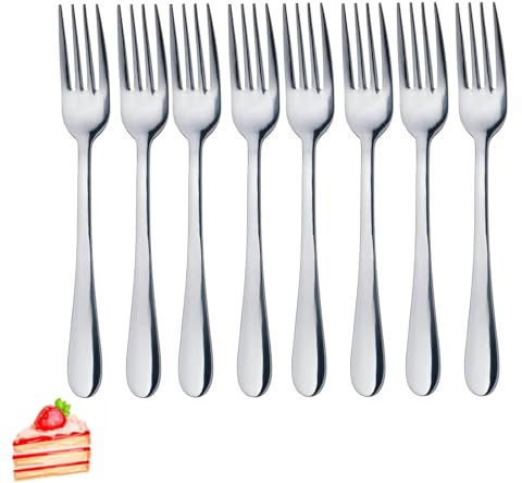 Cake Forks Mini Fork for Dessert, Pastry, Fruit and Salad, Stainless Steel Small Fork Pack of 8, Cutlery Starter Forks for Home Kitchen and Restaurant