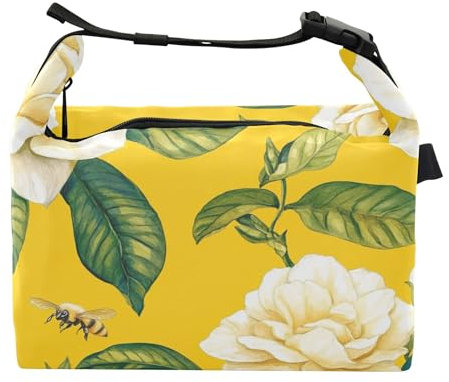 Wudan Aesthetic Gardenia - Lonchera amarilla para niñas, reutilizable, grande, para el gimnasio universitario