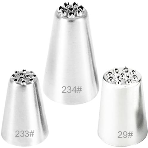 Glixoft Piping Nozzle Tip 3pcs Cupcake Piping Nozzles Cake Decorating Tools Stainless Steel Cream Decoration Small Grass Shape Cream Nozzle for Cakes