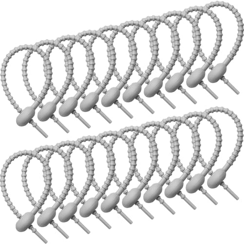 Boao 20 Pack Reusable Silicone Cable Ties, 8 Inch Twist Straps for Cord Management, Charging Cables, Kitchen Bags Organization, Flexible Rubber Zip Ties (Grey)