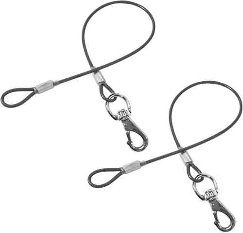 Mi Metty 2Pack Hundeleine Verlängerungsseil Kausicherfest Metall Kabel Leine,Hochbelastbar Trainingsleine Hundeleine Große Mittelgroße Hunde (Schwarz+Schwarz, 20 inch/50 cm)